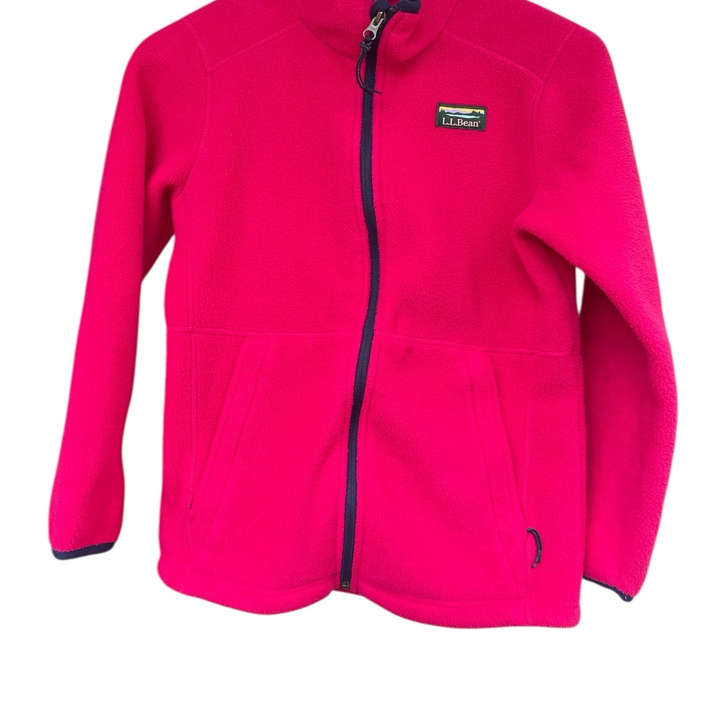 L.L.Bean Kids Girls size large 12-14 Pink Fleece Jacket full zip